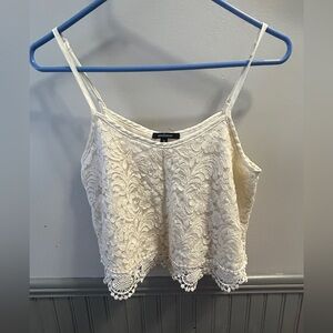 Ambiance Cream Lace Crop Top